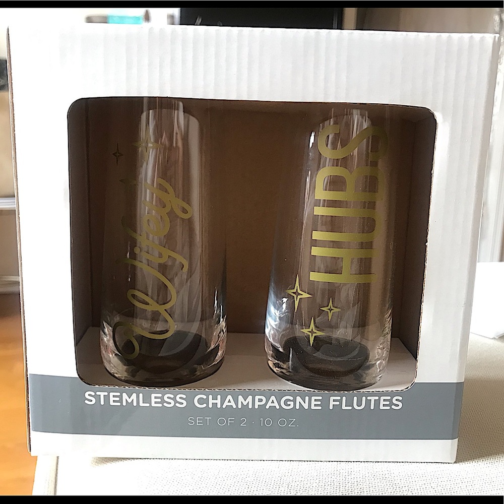 Wifey & Hubs Stemless Champagne Flutes